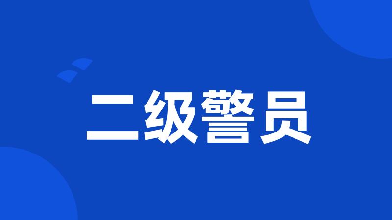 二级警员