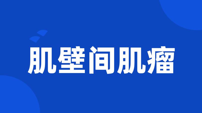 肌壁间肌瘤