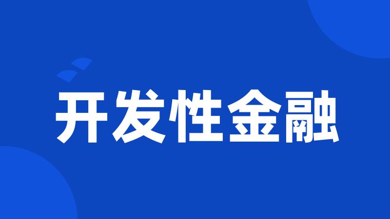 开发性金融