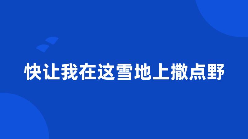 快让我在这雪地上撒点野