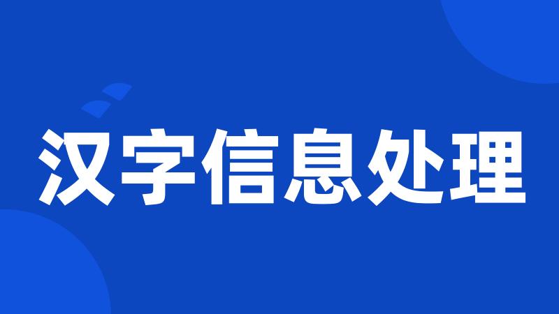 汉字信息处理