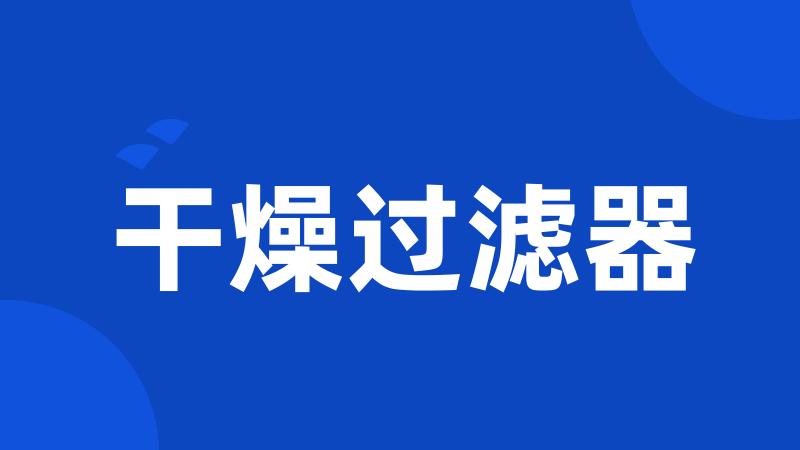干燥过滤器