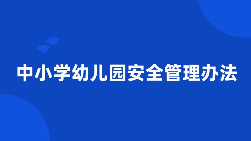 中小学幼儿园安全管理办法