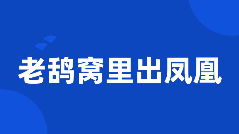 老鸹窝里出凤凰