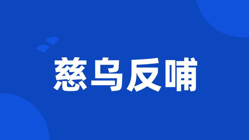 慈乌反哺