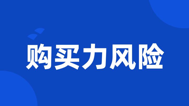 购买力风险