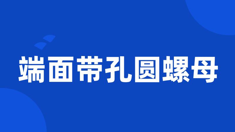 端面带孔圆螺母