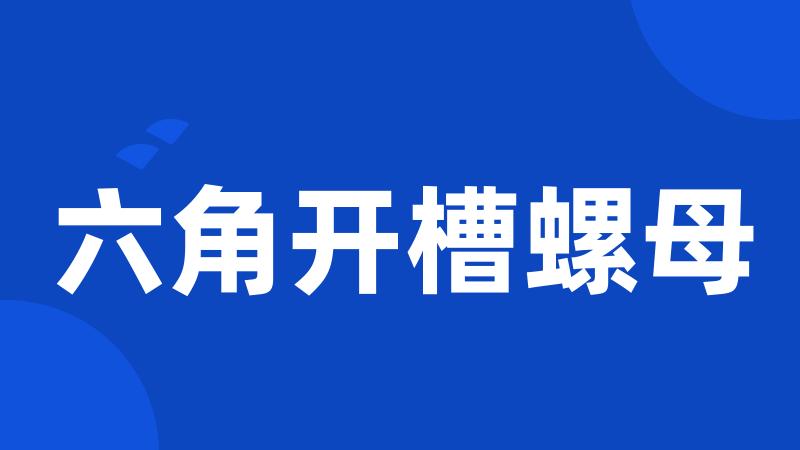 六角开槽螺母