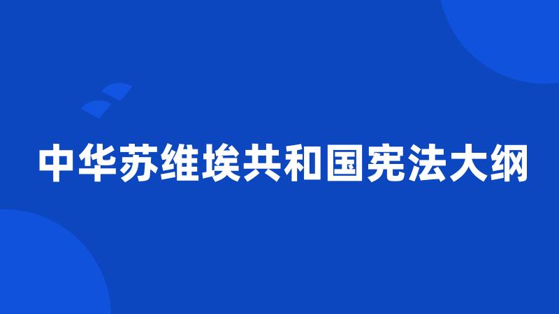 中华苏维埃共和国宪法大纲