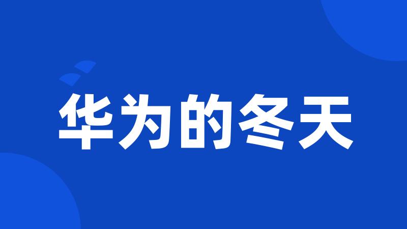 华为的冬天