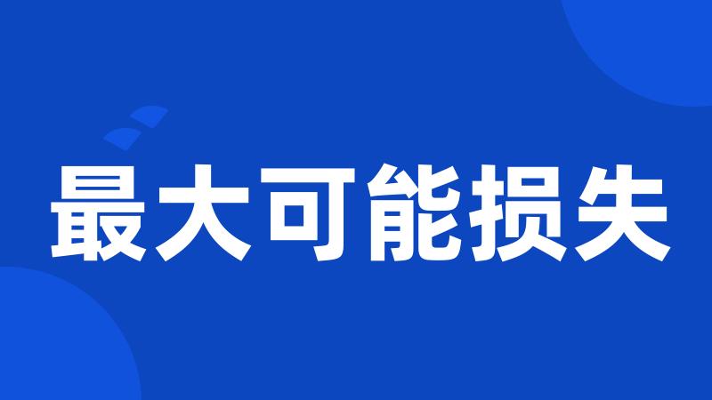最大可能损失