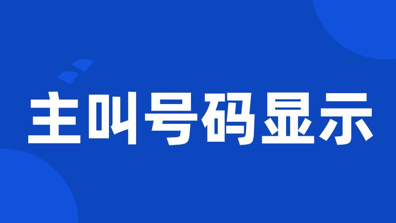 主叫号码显示