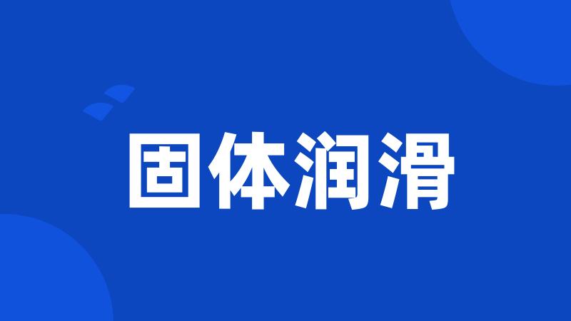 固体润滑