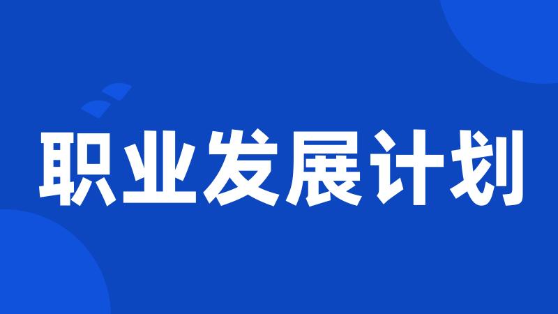 职业发展计划