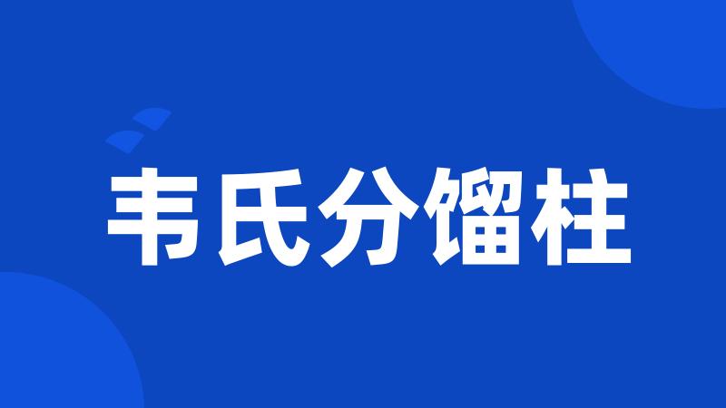 韦氏分馏柱