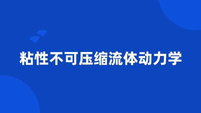 粘性不可压缩流体动力学