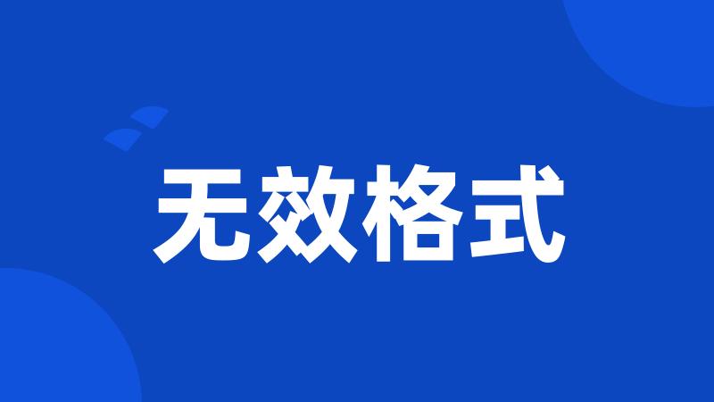 无效格式