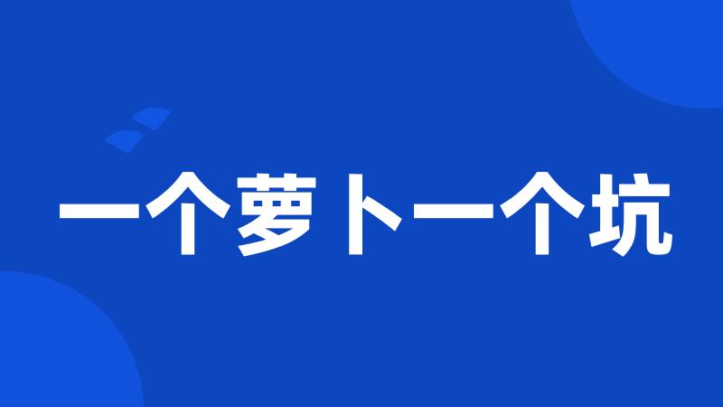 一个萝卜一个坑