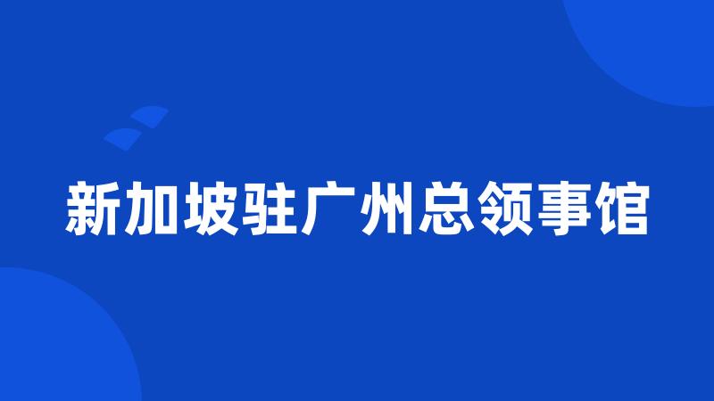 新加坡驻广州总领事馆