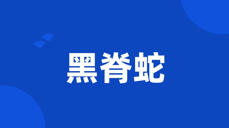 黑脊蛇