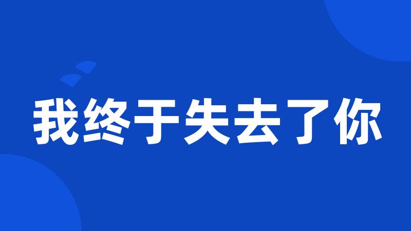 我终于失去了你