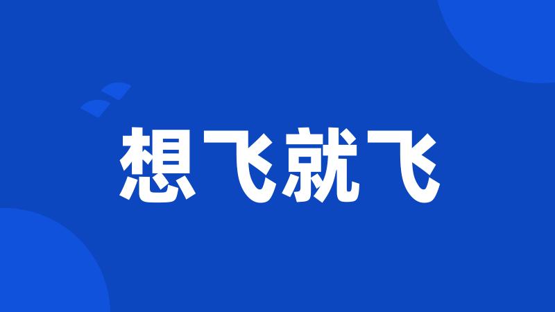 想飞就飞