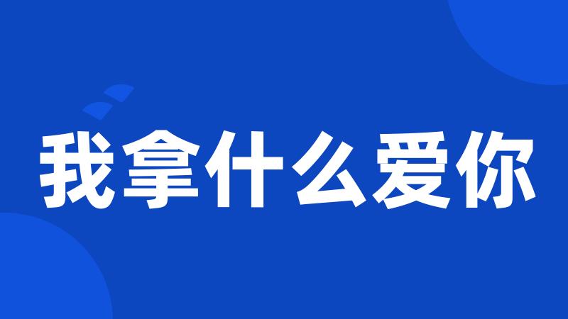 我拿什么爱你