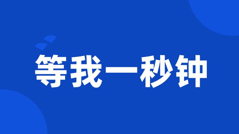 等我一秒钟