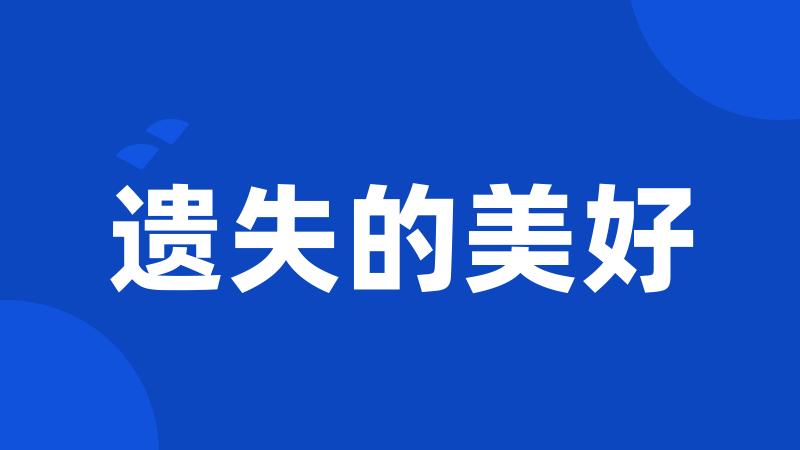 遗失的美好