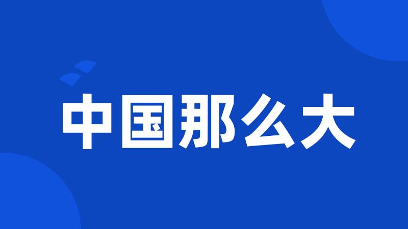中国那么大