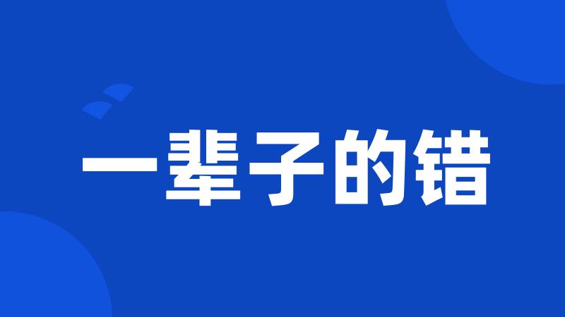 一辈子的错