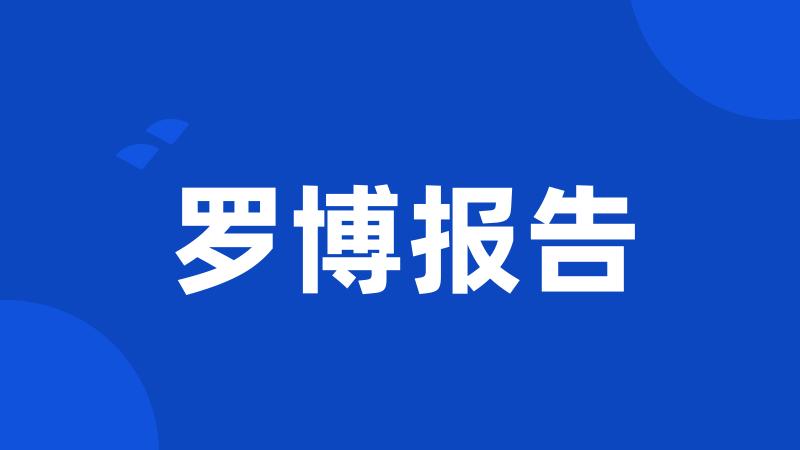 罗博报告