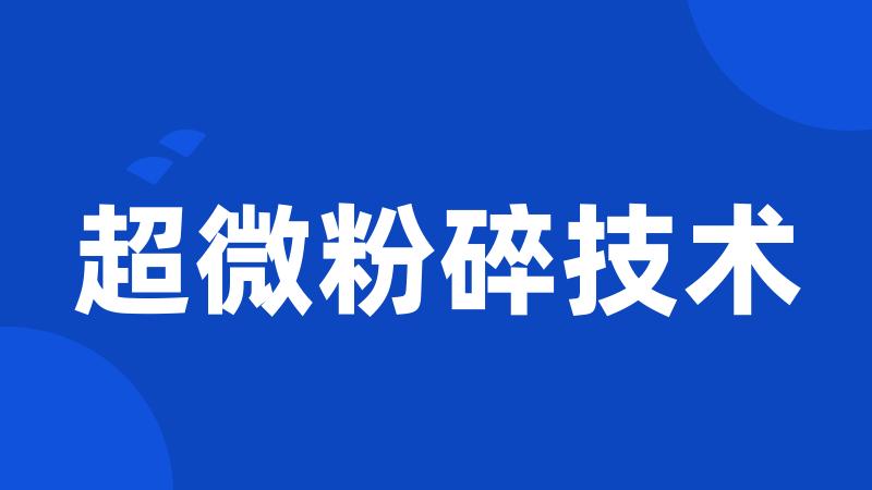 超微粉碎技术
