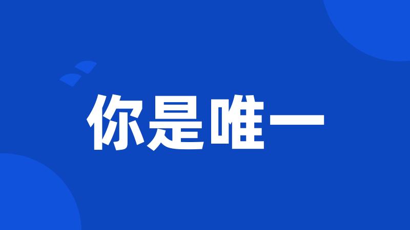 你是唯一