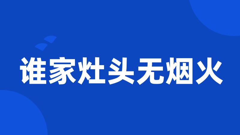 谁家灶头无烟火