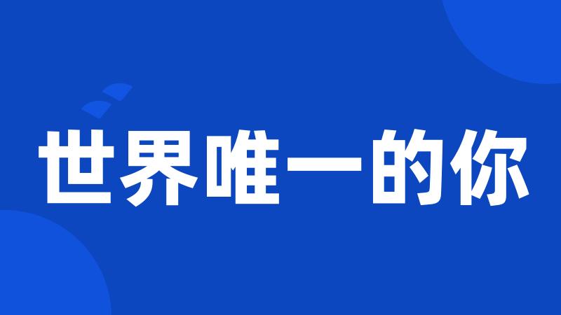 世界唯一的你