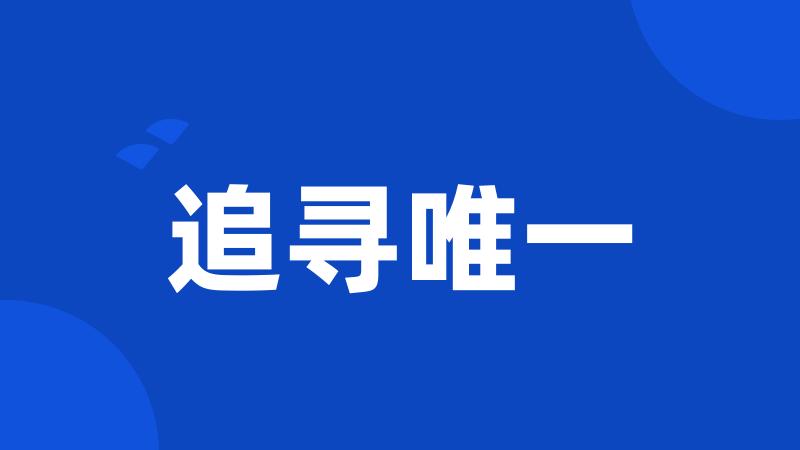 追寻唯一