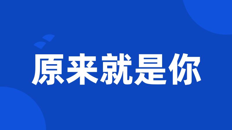 原来就是你