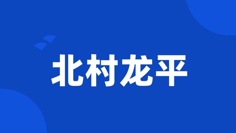 北村龙平