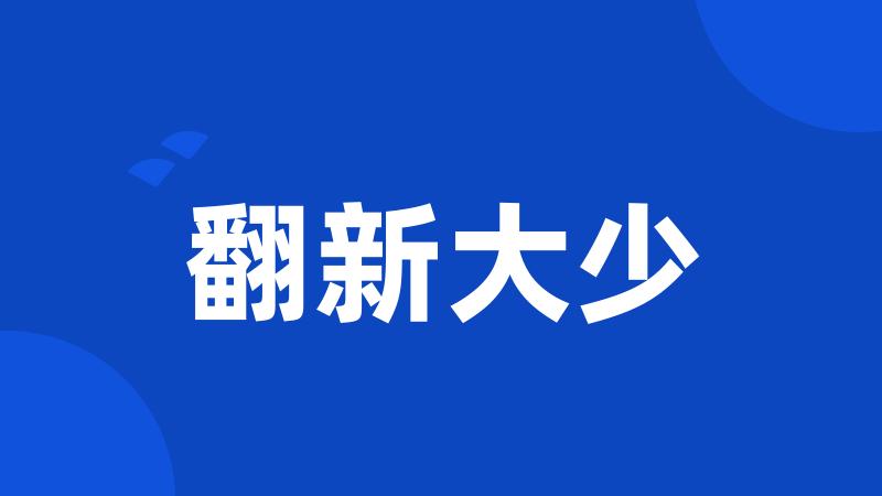 翻新大少
