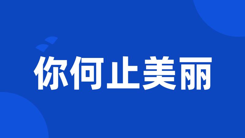你何止美丽