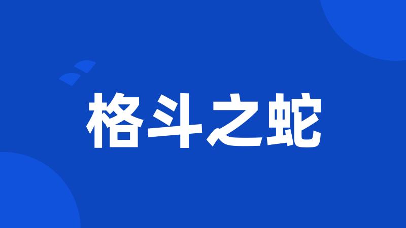 格斗之蛇
