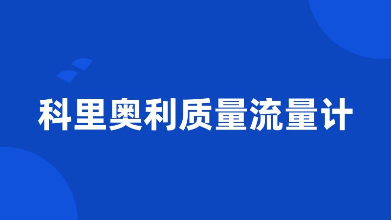 科里奥利质量流量计