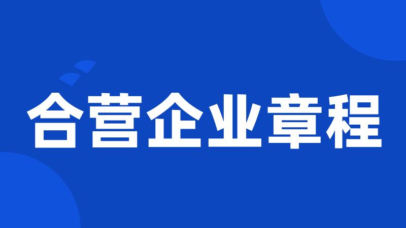 合营企业章程