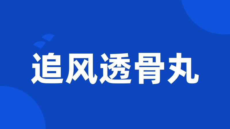 追风透骨丸
