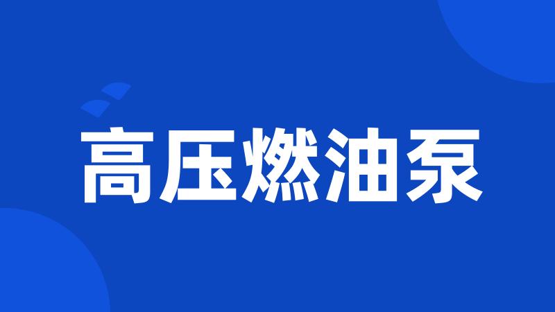 高压燃油泵