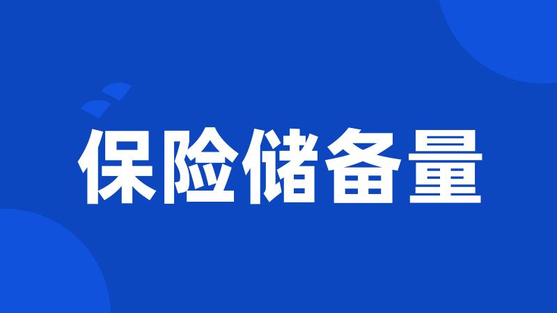 保险储备量