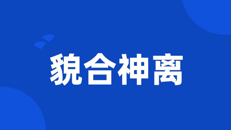 貌合神离