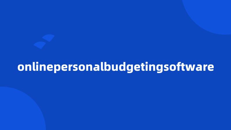 onlinepersonalbudgetingsoftware