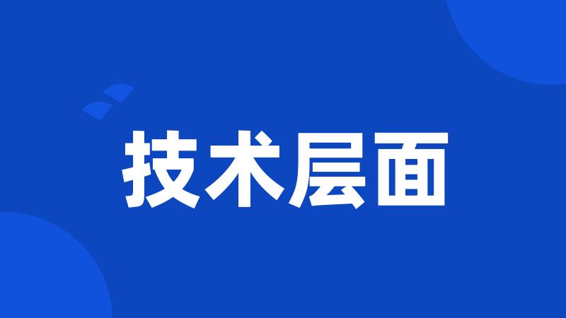 技术层面
